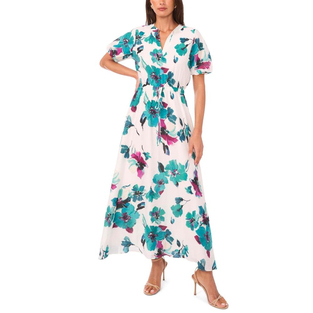 image:imageVince Camuto Womens Split Neck Puff Sleeve Maxi DressJungle