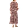 Vince Camuto Women’s 3/4 Puff Sleeve V-Neck Smocked Waist Maxi Dress(Classic Navy)