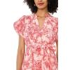 Vince Camuto Women’s Floral Notch Neck Short Sleeve Midi Dress(Summer Rose)