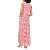 Vince Camuto Women’s Floral V Neck Sleeveless Maxi Dress(Lobster Red)