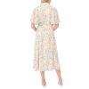 Vince Camuto Women’s Flutter Sleeve Princess Seam Button Up Maxi Dress(Antique White)