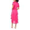 Vince Camuto Women’s Flutter Sleeve Tiered Maxi Dress(Beetroot Pink)