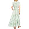 Vince Camuto Women’s Leaf Print Tie Waist Cap Sleeve Tiered Maxi Dress(Sage)