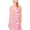 Vince Camuto Women’s Printed Challis Smocked Bodice Maxi Dress(Taffy Pink)