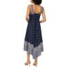Vince Camuto Women’s Printed Hanky Hem Tank Midi Dress(Classic Navy)
