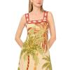 Vince Camuto Women’s Printed Square Neck Smocked Back Maxi Dress(Sage)