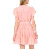 Vince Camuto Women’s Puff Sleeve Notch Neck Tie Waist Mini Dress(Summer Rose)