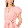 Vince Camuto Women’s Puff Sleeve Notch Neck Tie Waist Mini Dress(Summer Rose)