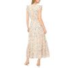 Vince Camuto Women’s Ruffled Sleeves V-Neck Tiered Maxi Dress(Antique White)
