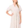 Vince Camuto Women’s Short Puff Sleeve Front Placket Maxi Dress(Lake Breeze)