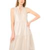 Vince Camuto Women’s Sleeveless Tiered Ruffle Maxi Dress(Neutral)
