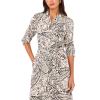 Vince Camuto Women’s Tie Belt Long Sleeve Maxi Shirt Dress(Rich Black)