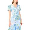 Vince Camuto Women’s Tie Waist Cap Sleeve Tiered Maxi Dress(Mint)