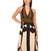 Vince Camuto Women’s V-Neck Barback Maxi Dress(Rich Black)