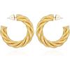 Vince Camuto Goldtone Chunky Rope Spiral Open C hoop Earrings