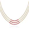 Vince Camuto Goldtone Ruby Crystal Stone Trio Chain Layered Necklace