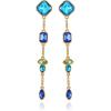 Vince Camuto Goldtone Saphire Glass Stone Drop Dangle Earrings