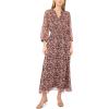 Vince Camuto Women’s 3/4 Puff Sleeve V-Neck Smocked Waist Maxi Dress(Classic Navy)