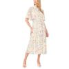 Vince Camuto Women’s Flutter Sleeve Princess Seam Button Up Maxi Dress(Antique White)