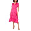 Vince Camuto Women’s Flutter Sleeve Tiered Maxi Dress(Beetroot Pink)