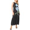 Vince Camuto Women’s Placement Print High Neck Drop Waist Tiered Maxi Dress(Rich Black)