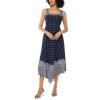 Vince Camuto Women’s Printed Hanky Hem Tank Midi Dress(Classic Navy)