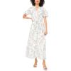 Vince Camuto Women’s Split Neck Puff Sleeve Maxi Dress W/Waist Tie(Rich Black)