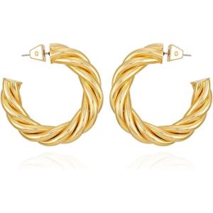 Vince Camuto Goldtone Chunky Rope Spiral Open C hoop Earrings