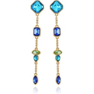 Vince Camuto Goldtone Saphire Glass Stone Drop Dangle Earrings