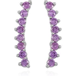 Vince Camuto Silvertone Amethyst Crystal Stone Stud Earrings