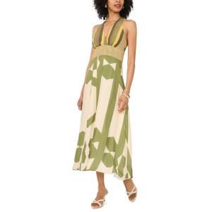 Vince Camuto Women’s Plunging Neck Sleeveless Maxi Dress(Flora Green)