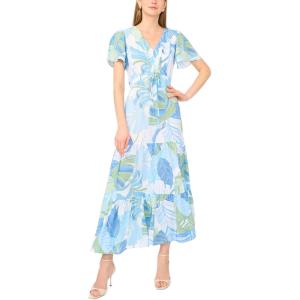 Vince Camuto Women’s Tie Waist Cap Sleeve Tiered Maxi Dress(Mint)
