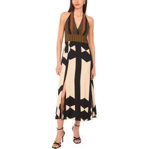 Vince Camuto Women’s V-Neck Barback Maxi Dress(Rich Black)