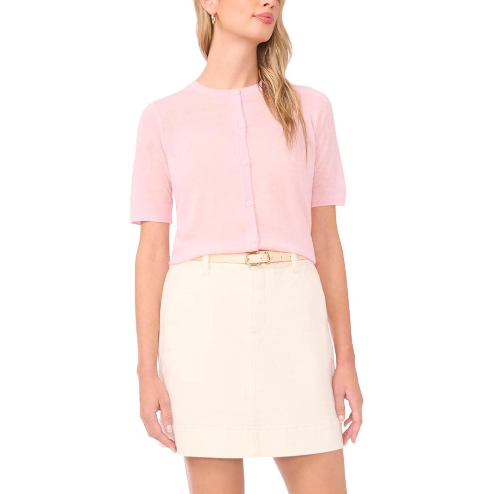 image:imageVince Camuto Womens Sheer Short Sleeve CardiganBaby Pink