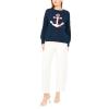 Vince Camuto Women’s Anchor Motifcrew Neck Long Sleeve Sweater(Classic Navy)