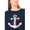Vince Camuto Women’s Anchor Motifcrew Neck Long Sleeve Sweater(Classic Navy)