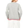 Vince Camuto Women’s Crab Motif Striped Crew Neck Long Sleeve Sweater(Light Heather Grey)