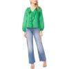 Vince Camuto Women’s Double Ruffle Front V-Neck Long Sleeve Blouse(Field Green)