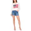 Vince Camuto Women’s Flag Print Long Sleeve Crew Neck Sweater(Antique White)