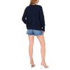 Vince Camuto Women’s Flag Print Long Sleeve Crew Neck Sweater(Classic Navy)