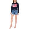 Vince Camuto Women’s Flag Print Long Sleeve Crew Neck Sweater(Classic Navy)