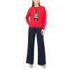 Vince Camuto Women’s Lighthouse Motif Crew Neck Long Sleeve Sweater(Racing Red)