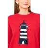 Vince Camuto Women’s Lighthouse Motif Crew Neck Long Sleeve Sweater(Racing Red)