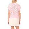 Vince Camuto Women’s Pointelle Crew Neck Short Sleeve Sweater(Pink Lilac)