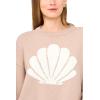 Vince Camuto Women’s Shell Motif Crew Neck Long Sleeve Sweater(Sweet Taupe)