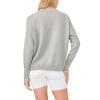 Vince Camuto Women’s Sparkler Motif Crew Neck Long Sleeve Sweater(Light Heather Grey)
