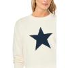 Vince Camuto Women’s Star Motif Crew Neck Long Sleeve Sweater(Antique White)