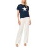 Vince Camuto Women’s Star Motif Crew Neck Short Sleeve Sweater(Classic Navy)