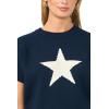 Vince Camuto Women’s Star Motif Crew Neck Short Sleeve Sweater(Classic Navy)