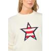 Vince Camuto Women’s Striped Star Crew Neck Long Sleeve Sweater(Antique White)